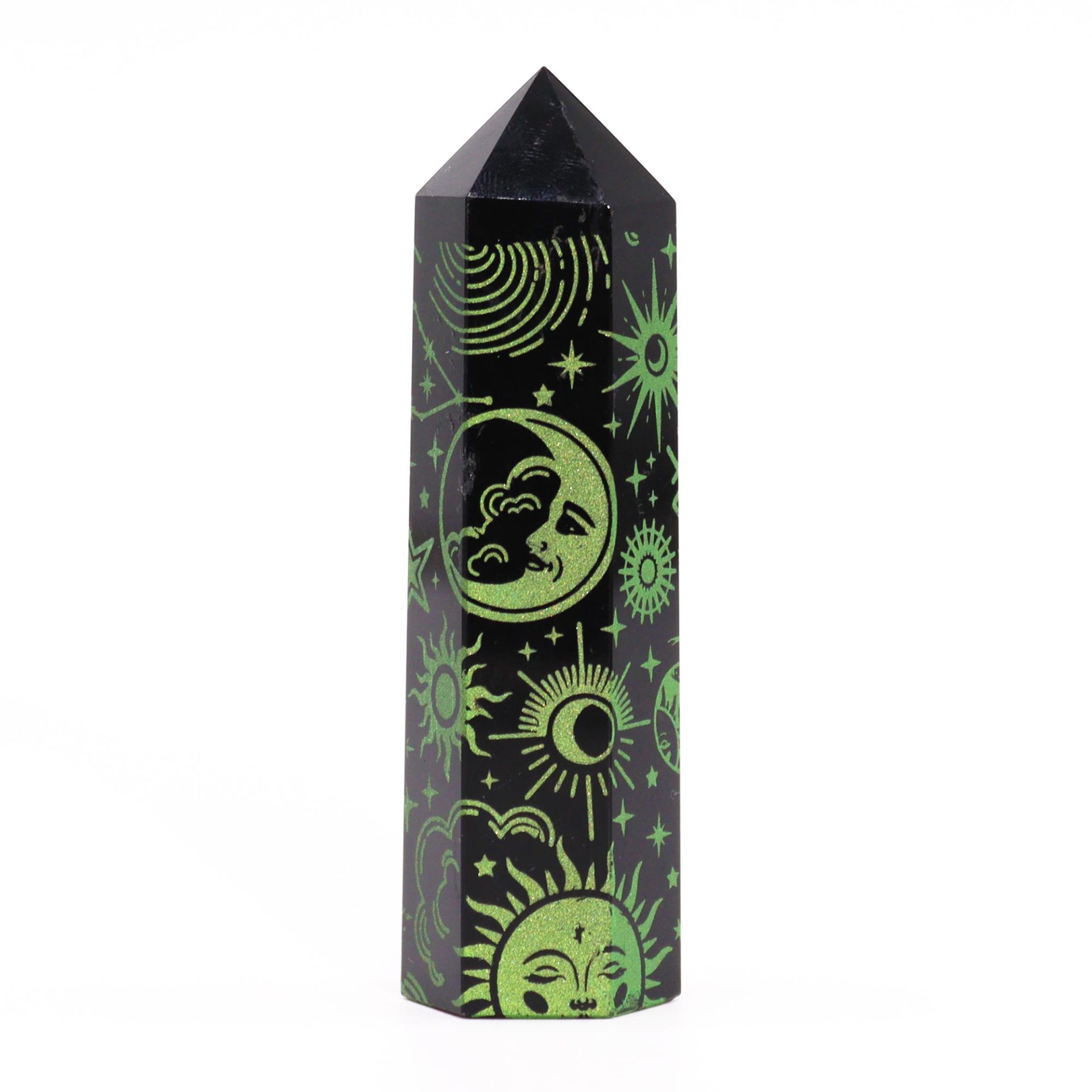 Puntas de Obsidiana Negra (aprox 60-70 gm 9cm) - Historia Mística - Verde - Imagen 7