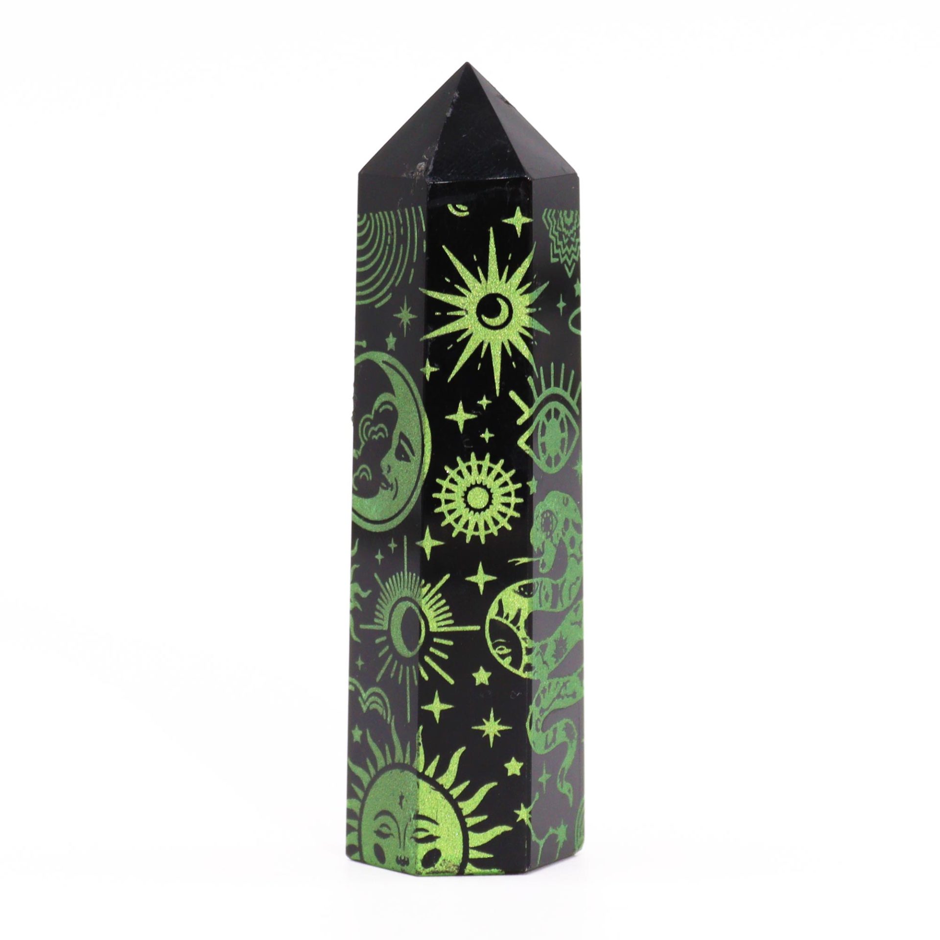 Puntas de Obsidiana Negra (aprox 60-70 gm 9cm) - Historia Mística - Verde - Imagen 6