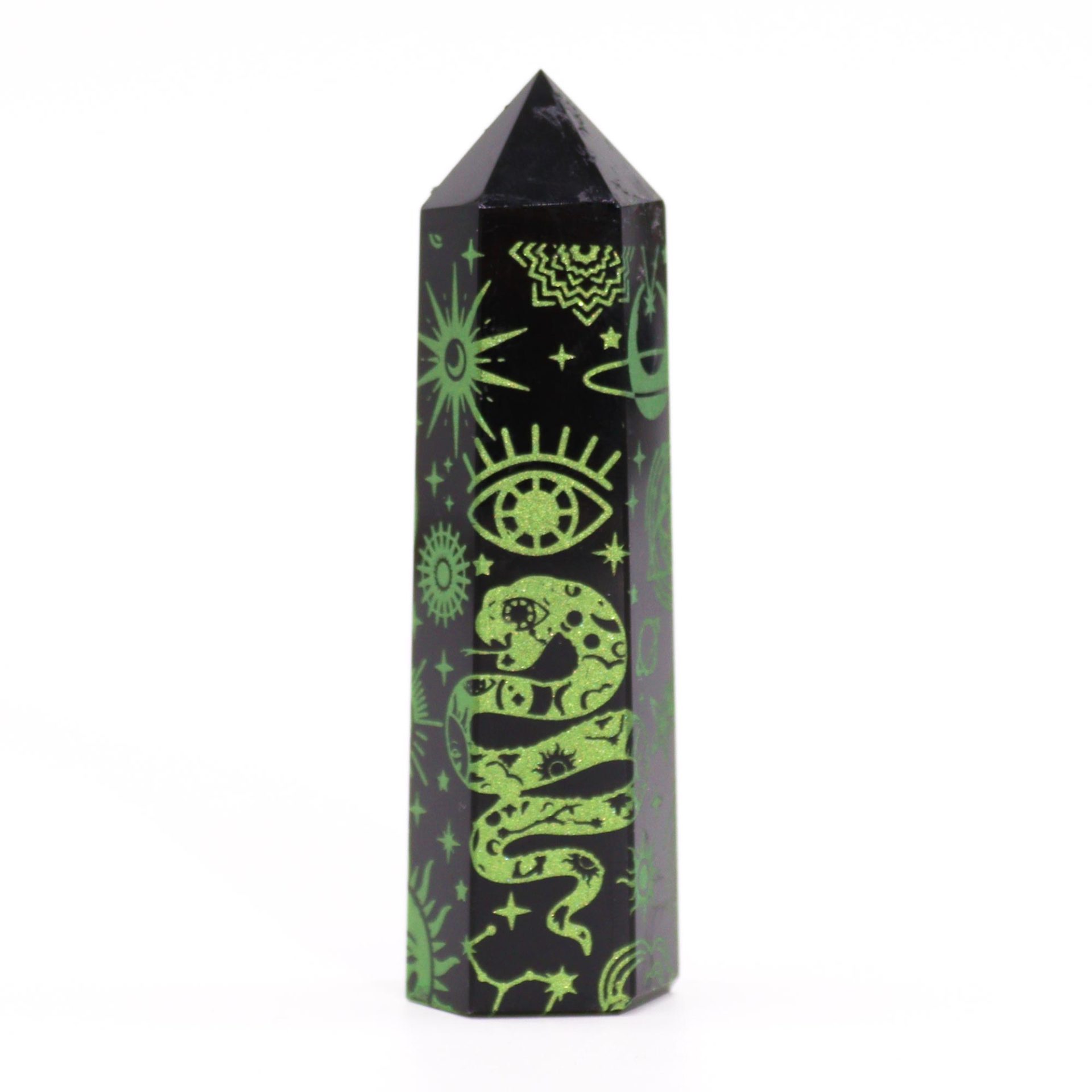 Puntas de Obsidiana Negra (aprox 60-70 gm 9cm) - Historia Mística - Verde - Imagen 5