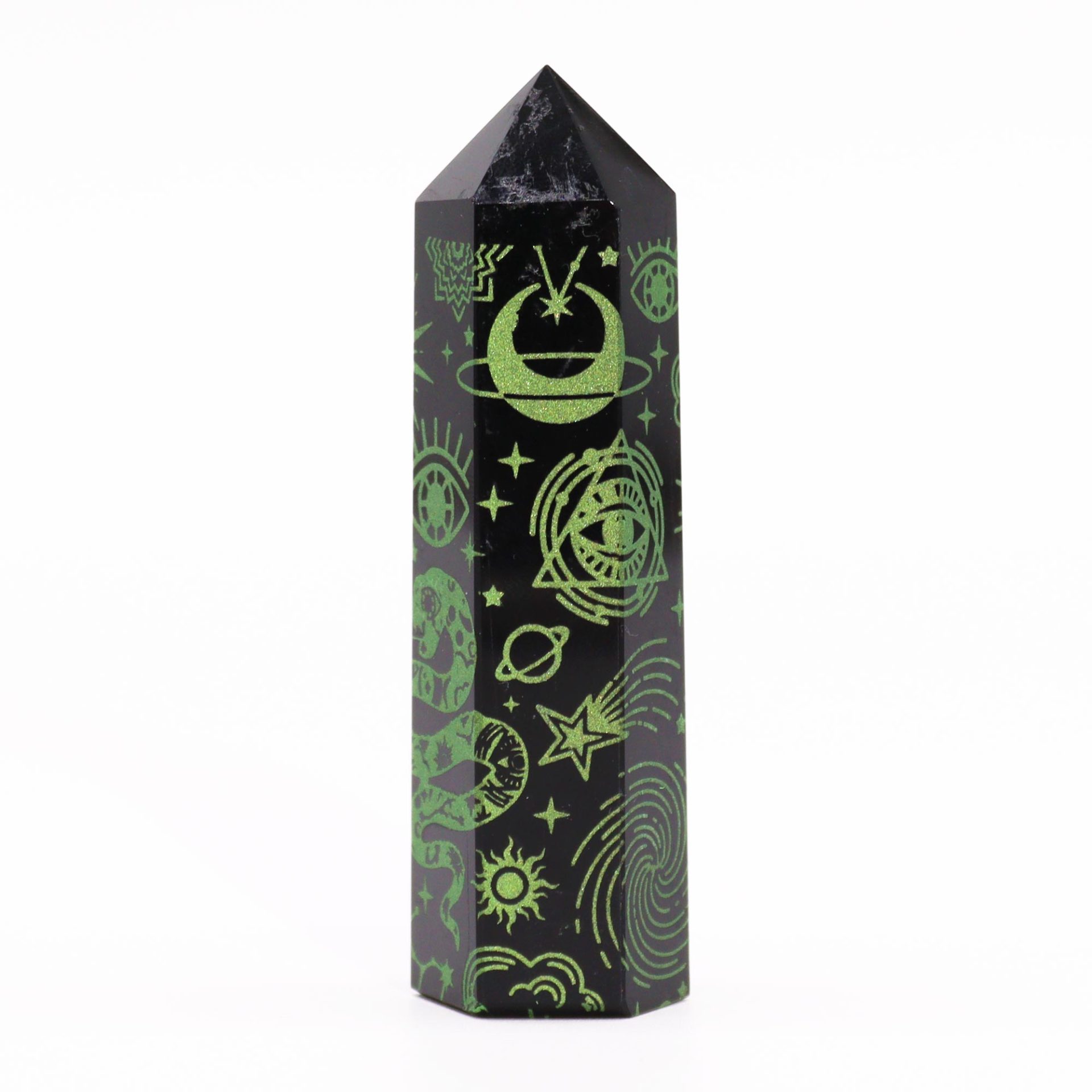 Puntas de Obsidiana Negra (aprox 60-70 gm 9cm) - Historia Mística - Verde - Imagen 4