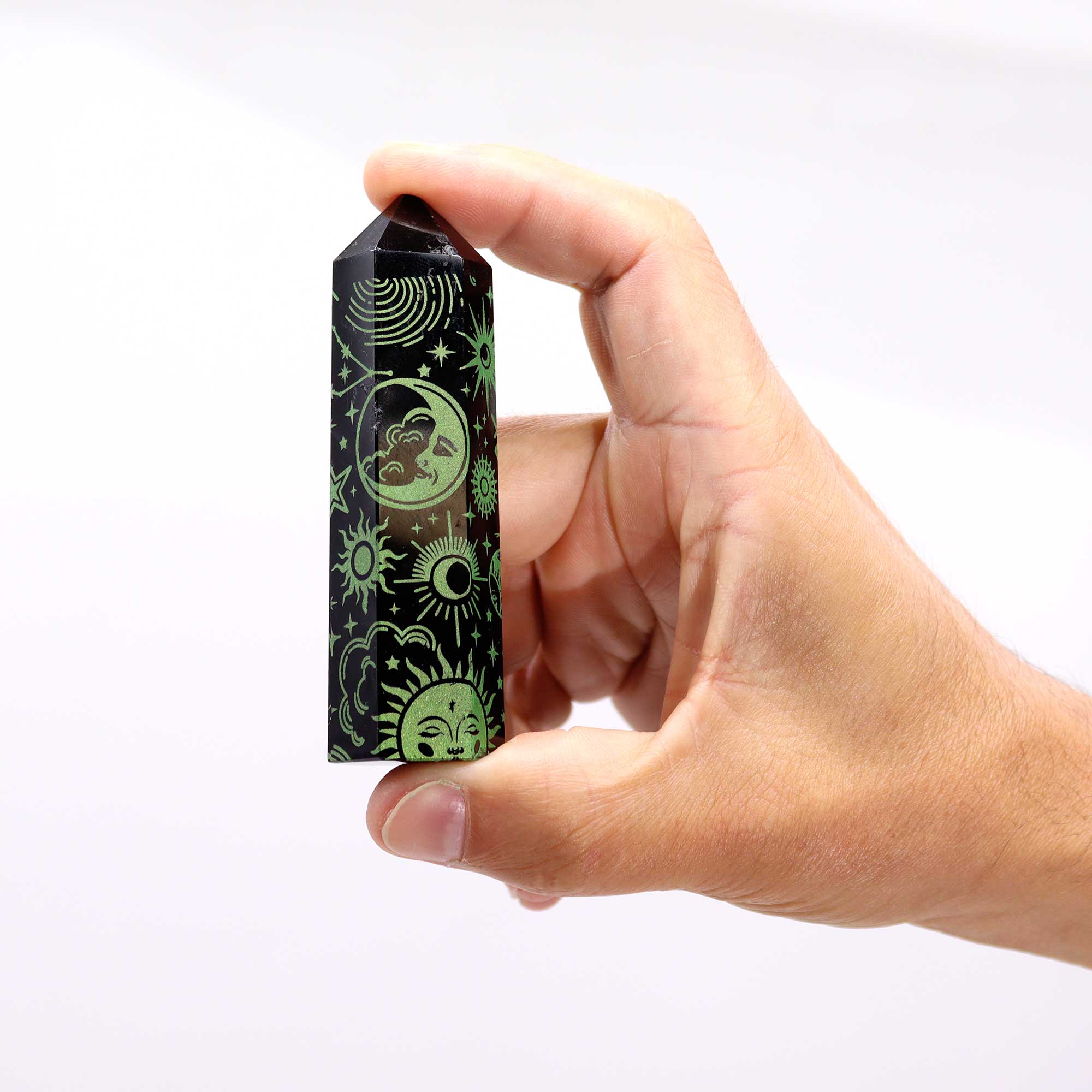 Puntas de Obsidiana Negra (aprox 60-70 gm 9cm) - Historia Mística - Verde - Imagen 8