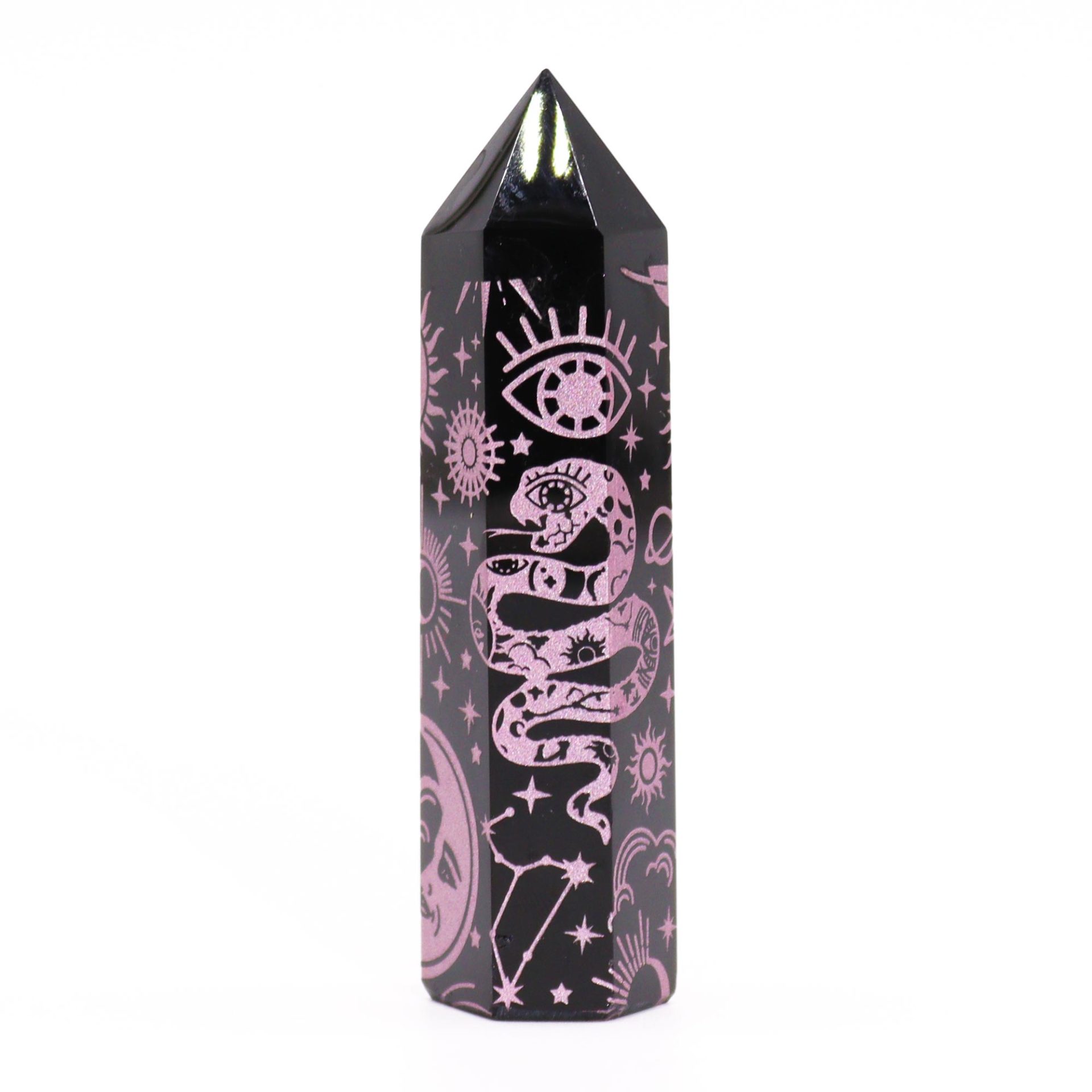 Puntas de Obsidiana Negra (aprox 60-70 gm 9cm) - Historia Mística- Rosa - Imagen 5