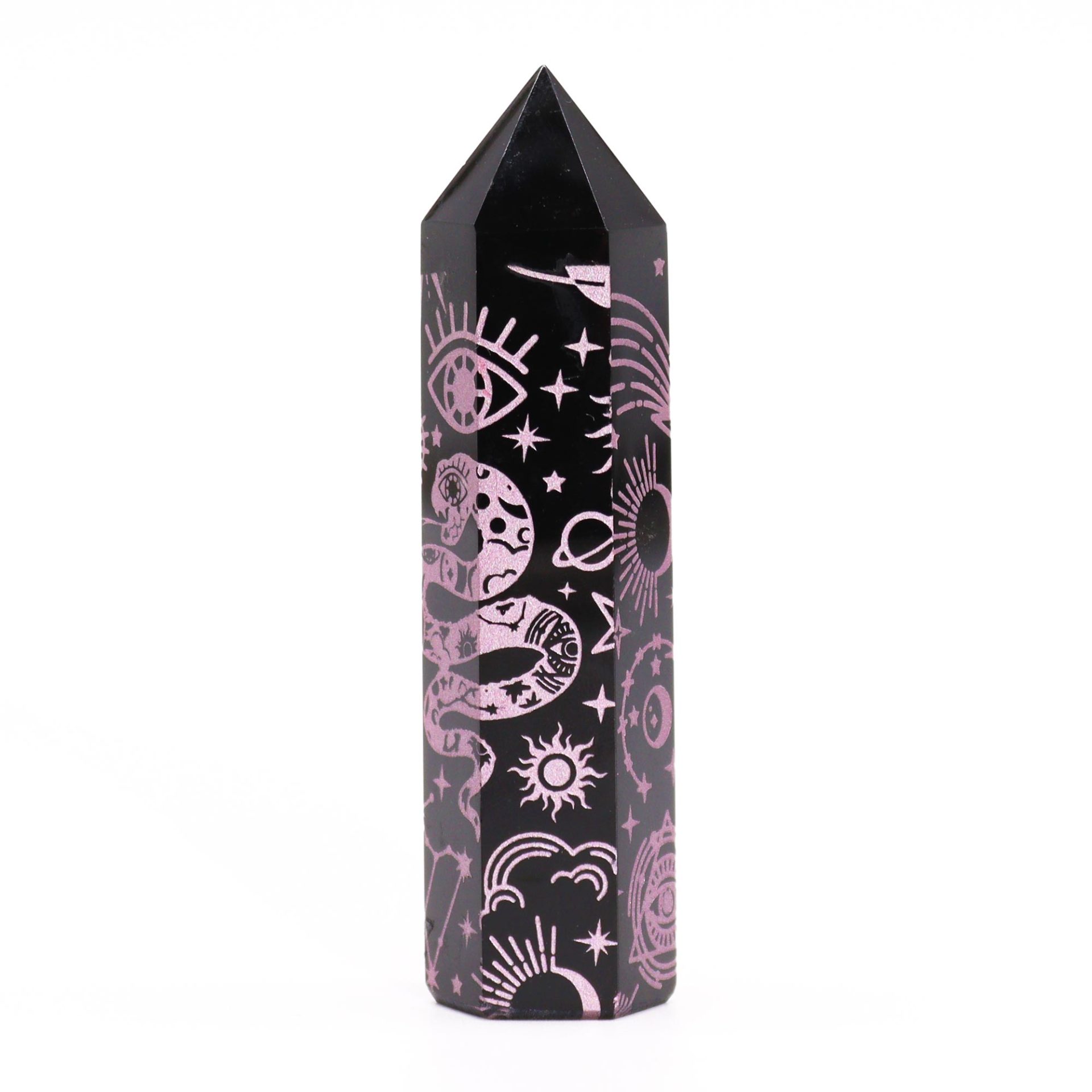 Puntas de Obsidiana Negra (aprox 60-70 gm 9cm) - Historia Mística- Rosa - Imagen 4