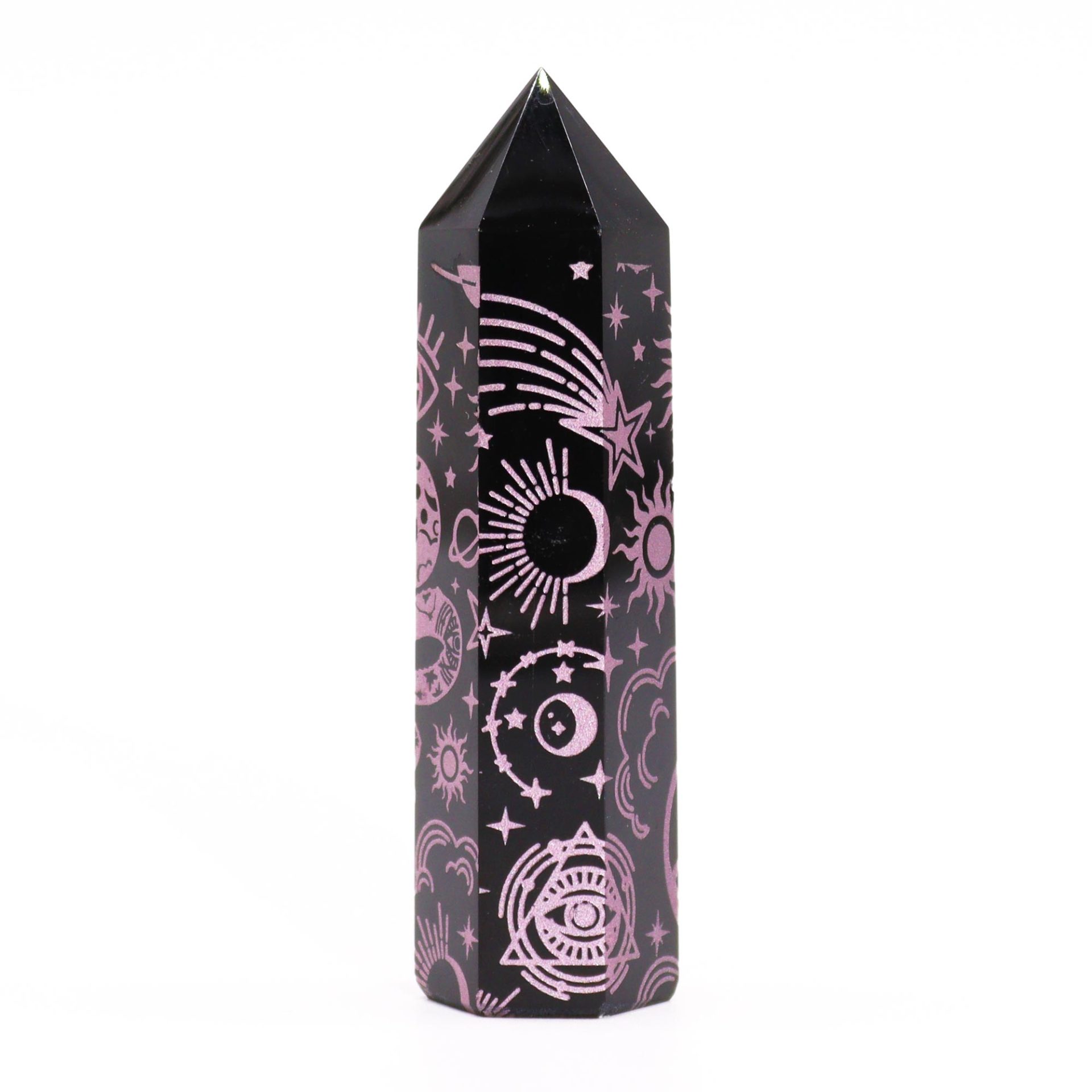 Puntas de Obsidiana Negra (aprox 60-70 gm 9cm) - Historia Mística- Rosa - Imagen 2