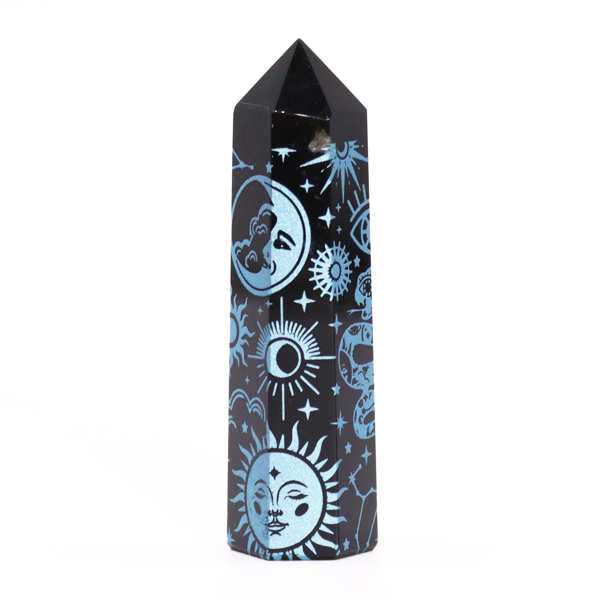 Puntas de Obsidiana Negra (aprox 60-70 gm 9cm) - Historia Mística - Azul Cielo - Imagen 6