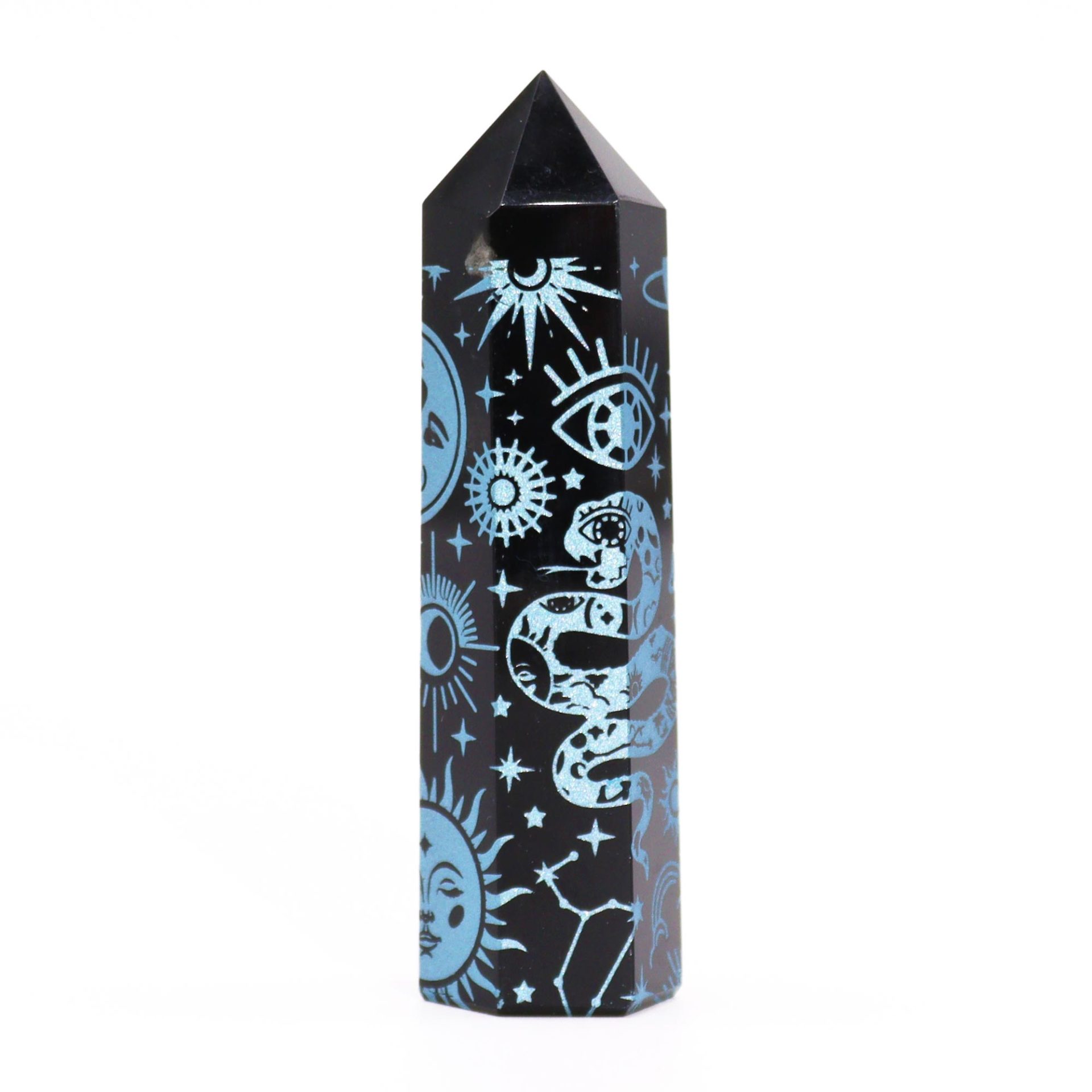 Puntas de Obsidiana Negra (aprox 60-70 gm 9cm) - Historia Mística - Azul Cielo - Imagen 5