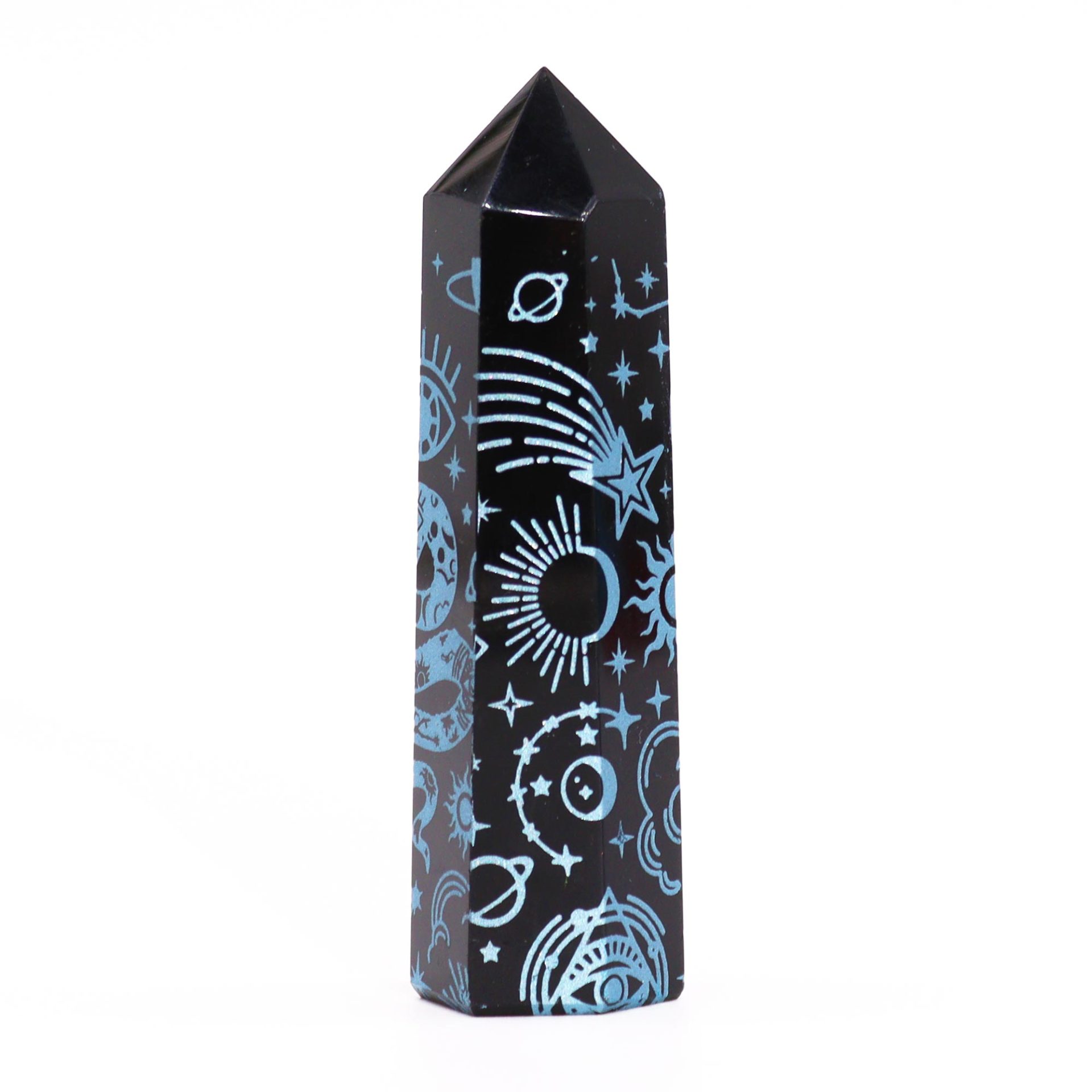 Puntas de Obsidiana Negra (aprox 60-70 gm 9cm) - Historia Mística - Azul Cielo - Imagen 3