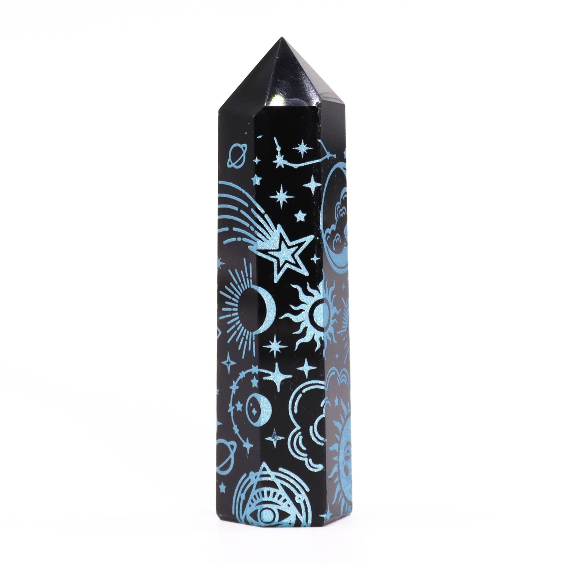 Puntas de Obsidiana Negra (aprox 60-70 gm 9cm) - Historia Mística - Azul Cielo - Imagen 2