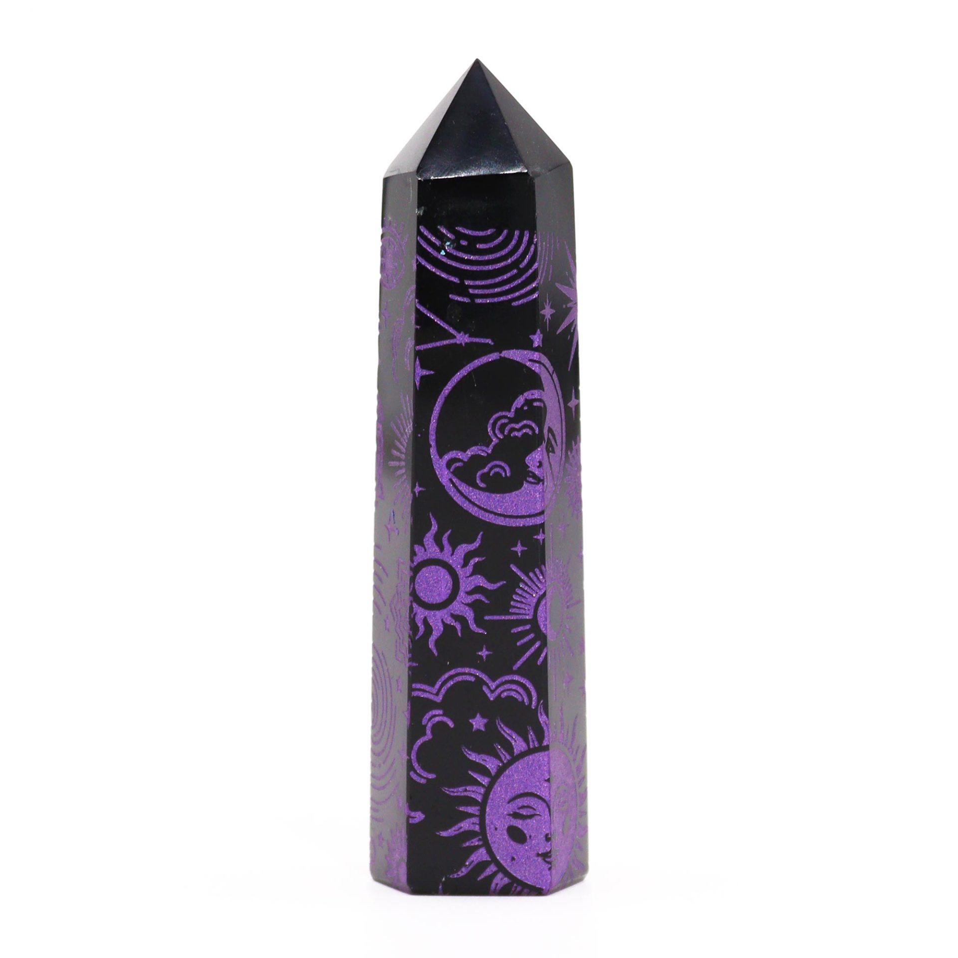 Puntas de Obsidiana Negra (aprox 60-70 gm 9cm) - Historia Mística - Morado Profundo - Imagen 7