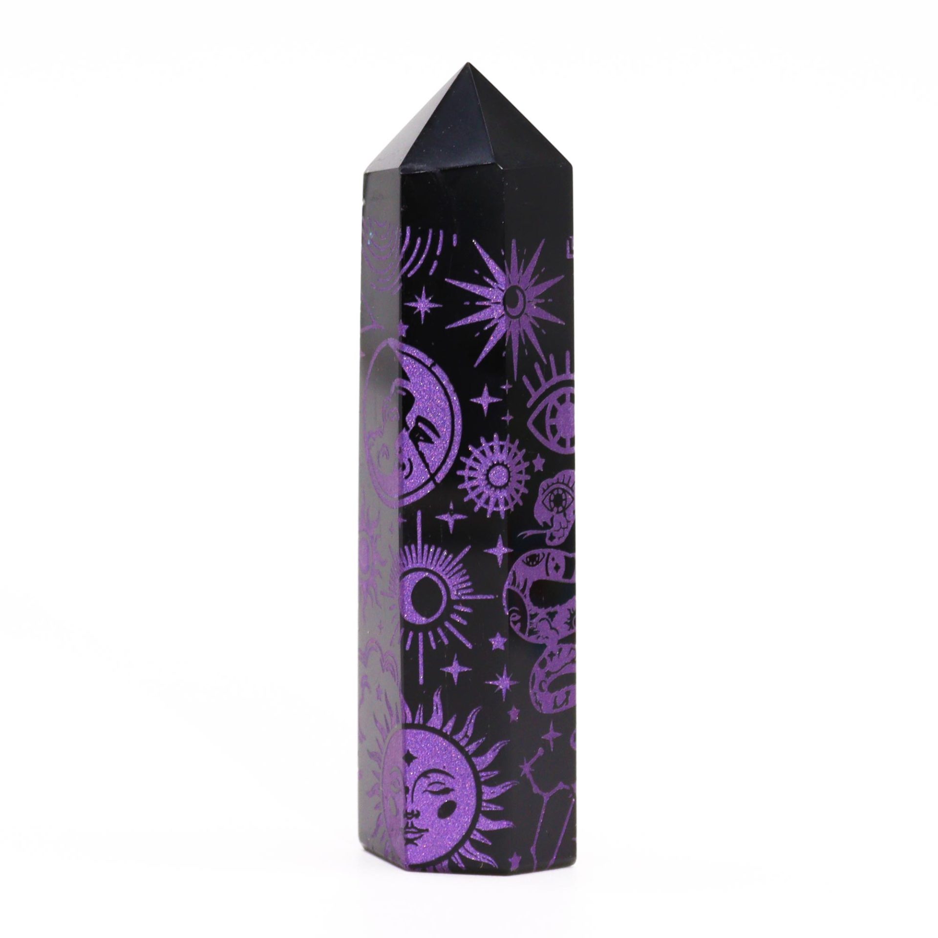 Puntas de Obsidiana Negra (aprox 60-70 gm 9cm) - Historia Mística - Morado Profundo - Imagen 6
