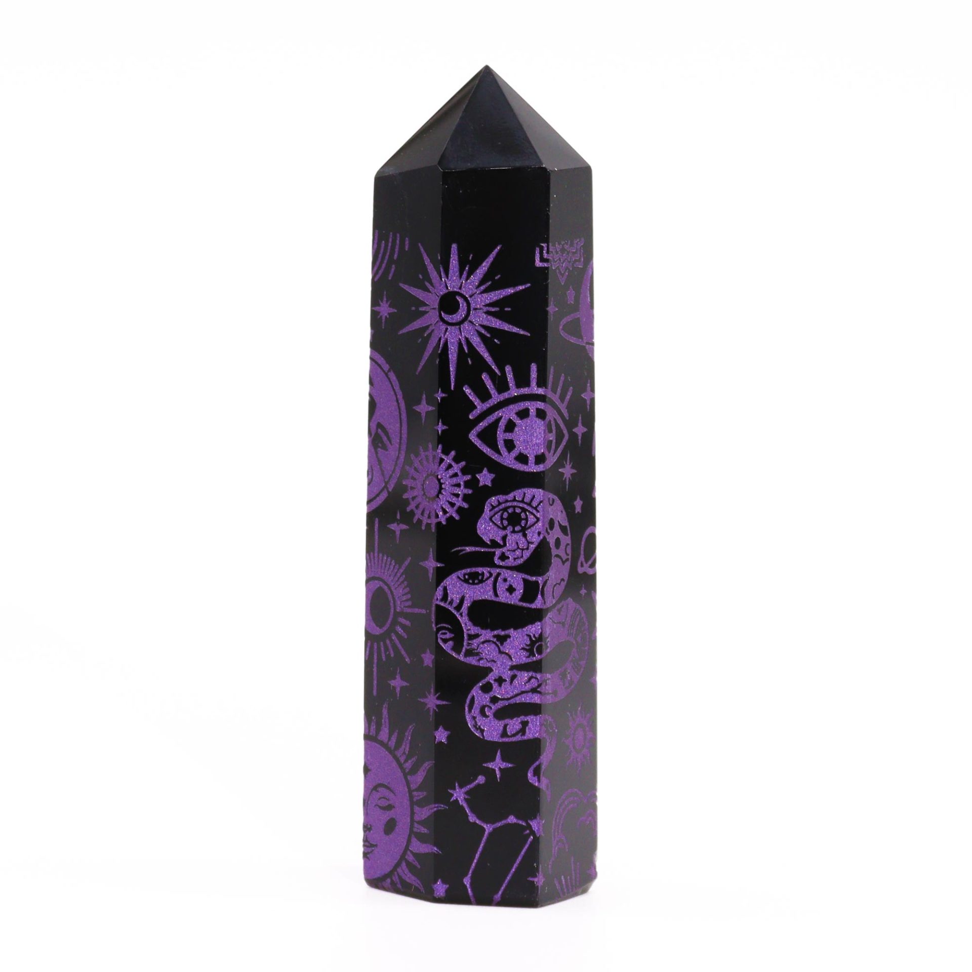 Puntas de Obsidiana Negra (aprox 60-70 gm 9cm) - Historia Mística - Morado Profundo - Imagen 5