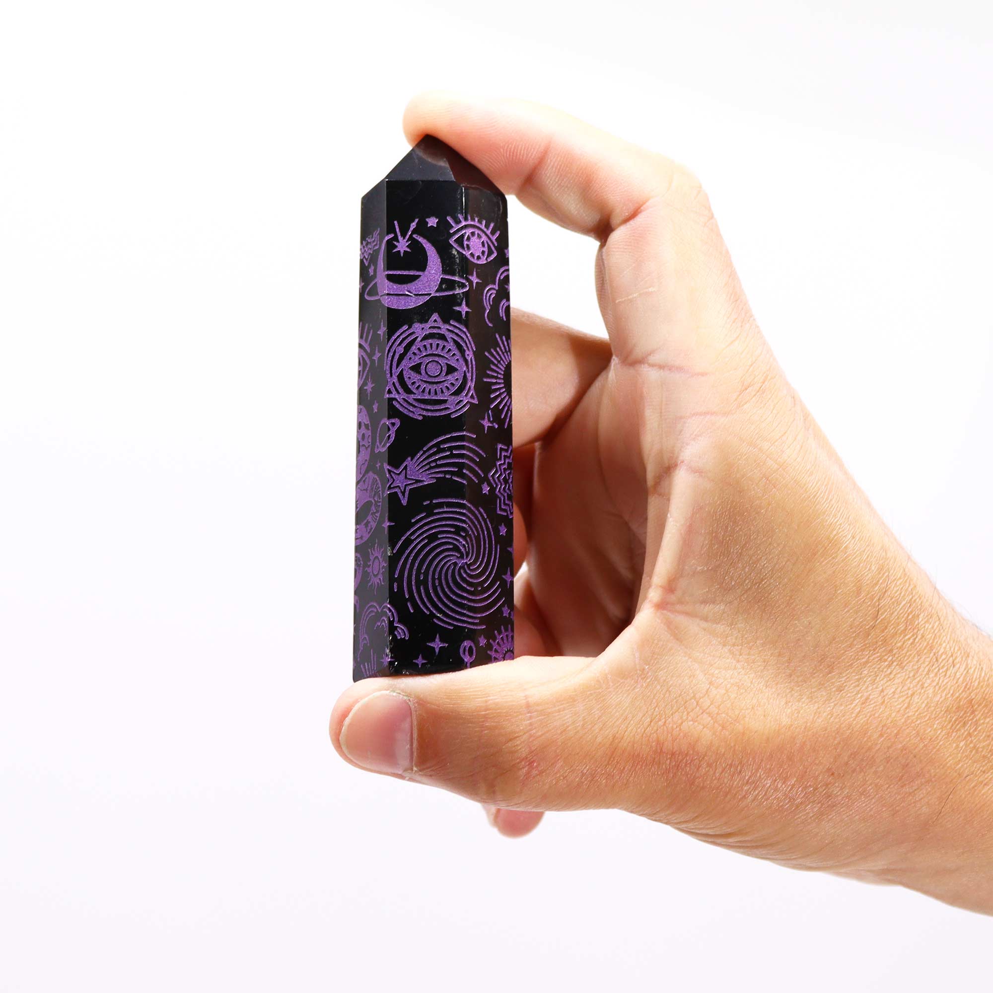 Puntas de Obsidiana Negra (aprox 60-70 gm 9cm) - Historia Mística - Morado Profundo - Imagen 2