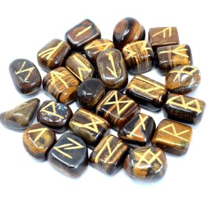 Juego de Runa de la India en bolsas - ojo de tigre